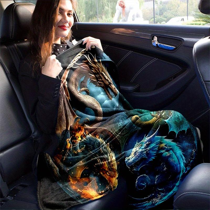 1pc Composition of Fire Water Earth and Air Dragons Blanket  Soft Throw for Home Decor, Gift Idea, Living Room, Travel, Camping, Car Blankets