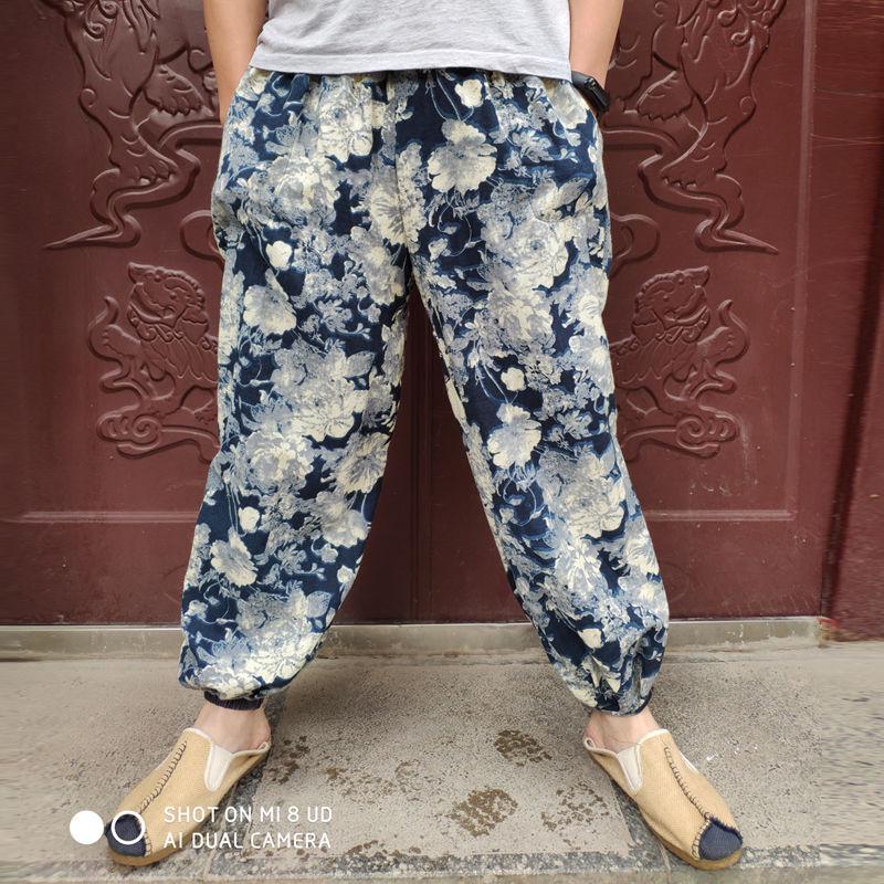 

Непальские Донгба Унисекс Шаровары с широким шагом, Этнические танцевальные брюки из тайского хлопка, Большой размер One Size