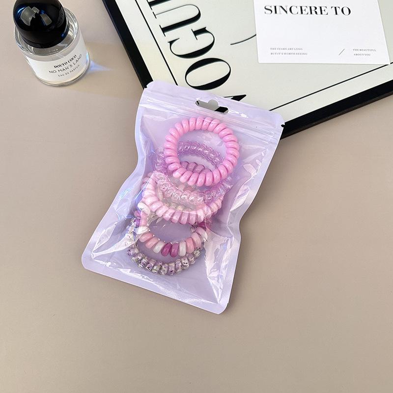 5Pcs/set Candy Elastic Hair Bands Korean Accessories for Girls Hair Ties Frosted Spiral Cord Rubber Rope Stretch Headwear