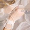Short Lace Bridal Gloves - White Champagne Butterfly Design, High Elastic Mesh for Weddings & Evenings