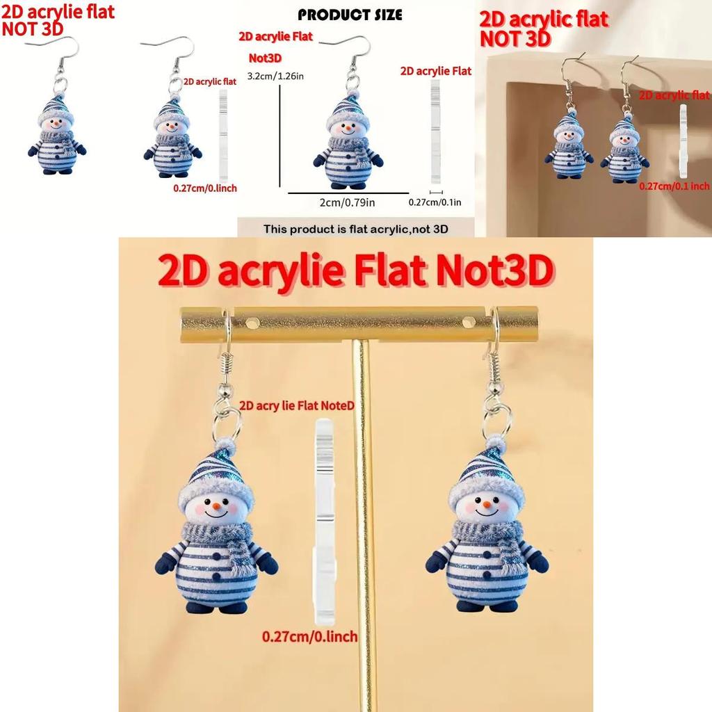 Winter Holiday Acrylic Ear Accessories With Cartoon Snowman For Seasonal Wear