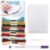 Cross Stitch Set 10 Color Embroidery Thread Water Soluble Cloth Needle Kit for Beginner
