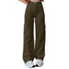 Ladies' Loose Casual Mid Waist Three-Dimensional Pocket Long Waist Solid Color Work Pants