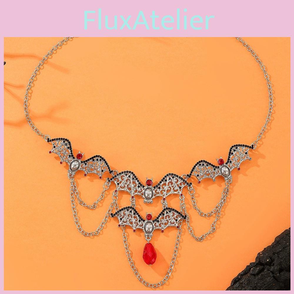 Halloween Jewelry With Alloy Bat Charm And Multiple Layer Chain For Party Wear