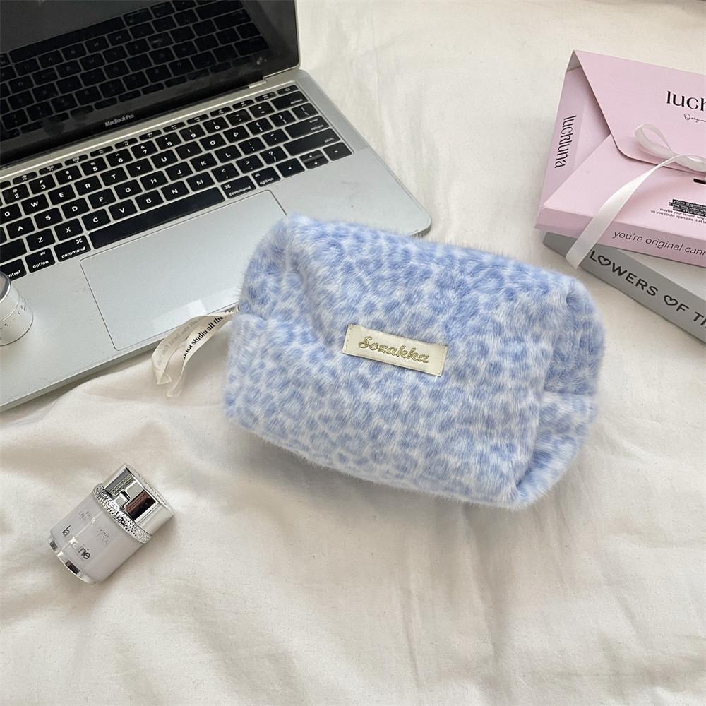 Plush Makeup Storage Bag With Large Capacity For Travel And Beauty Organization