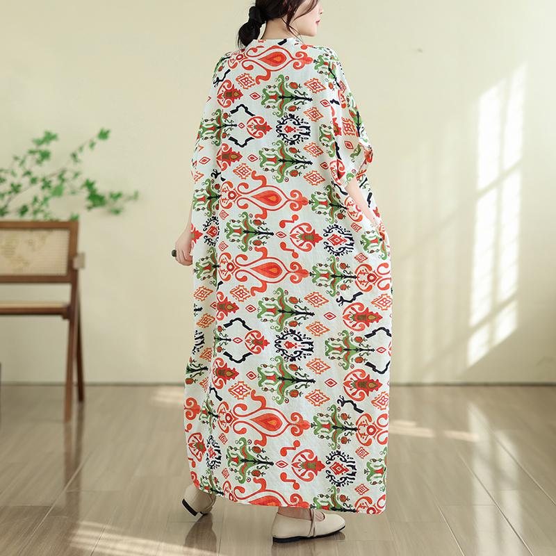 DIMANAF New 2026 Women Plus Size Summer Casual Long Dress Cotton Loose Oversize Maxi Floral Print Beach Sundress