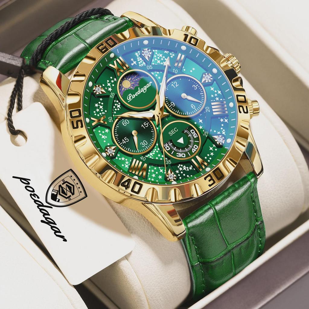 Top Military Man Wristwatch Waterproof Luminous Chronograph Leather Exquisite Watches Men Sports Quartz Watch