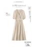 2025 Sommer Elegantes V-Ausschnitt A-Linien Kleid mit Einsätzen und hoher Taille ZQ2525