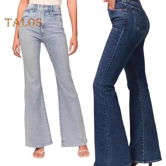 Damen Winterjeans mit mittlerer Taille, Knopfverschluss, Übergröße, schmale Passform, Taschen, gerades weites Bein, Streetwear-Hose, lange Hose für den Alltag