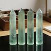2Pcs Green Fluorite Crystal Single Point Tower 6-Sided Prism Wand Natural Healing Stone Sculptures Home Decor Outdoor Statues