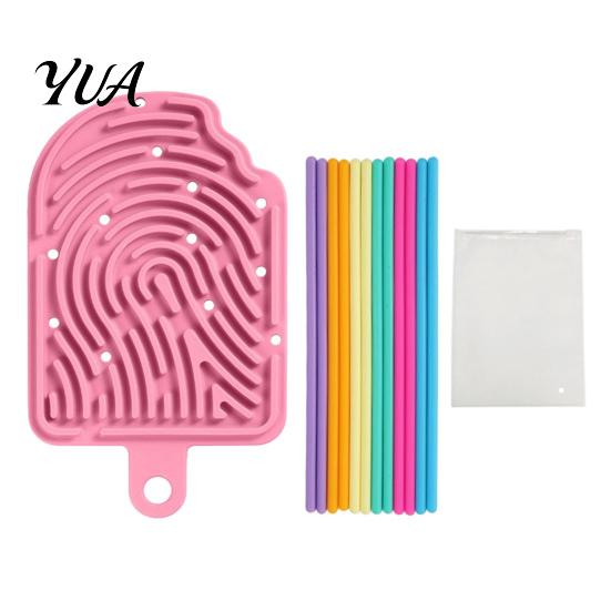 Stress Relief Tools Silicone Sensory Activity Board, Christmas Tree Rainbow Ice Stick French Fries Portable Fidget Toys Board with Strings, Silent Toy