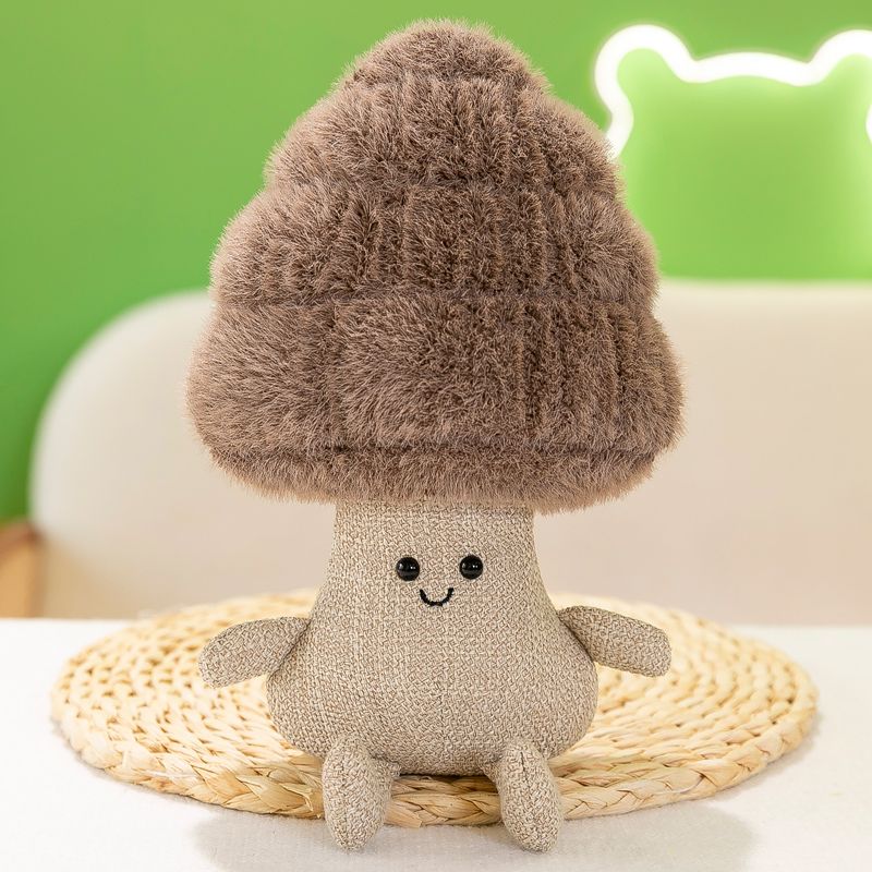 

New Arrival Flower Stuffed Toy Artificial Succulent Mushroom Plant Figurine Doll Indoor Decoration Decorative Batch Doll Hair Brown Pine 23cm [boutique dolls-send small gifts]]