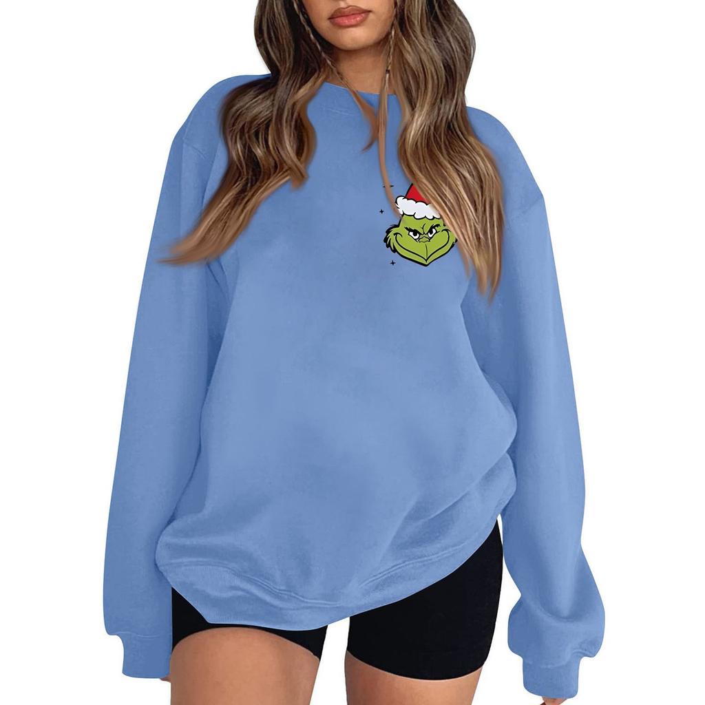 Ladies Fashion Casual Long Sleeve Printed Crew-Neck Hooded Sweatshirt