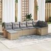 7 Piece Beige Garden Sofa Set with Cushions