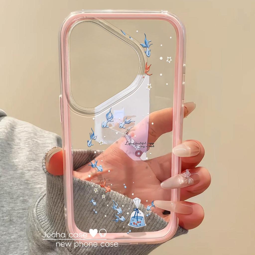 Applicable to Huawei pura70pro new mobile phone case transparent advanced sense 60art fashion anti-drop good luck koi