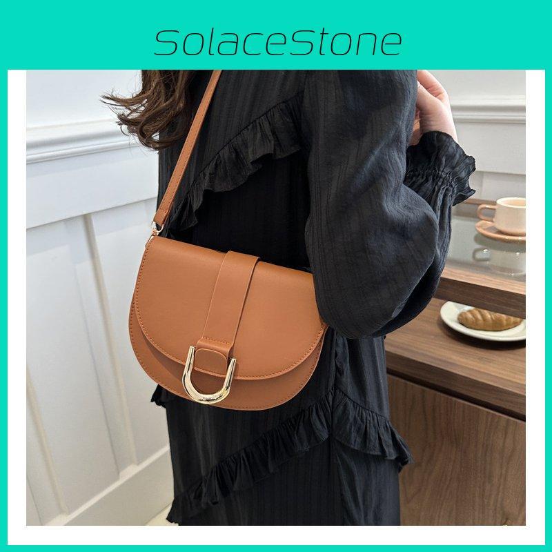 Chic And Trendy Pu Saddle Bag For Women Spring Summer Fashion Crossbody Bag With Stitching Design