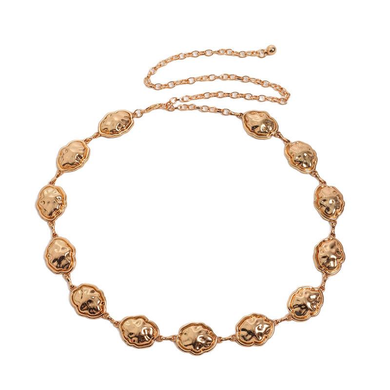 Metal Cloud Waist Chain For Women With Retro Engraving And Geometric Elements Spring