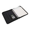 Business Portfolio with Zipper 10 Transparent File Bags PU Leather 30 Sheets Notebook 12 Digit Solar Calculator 10.1