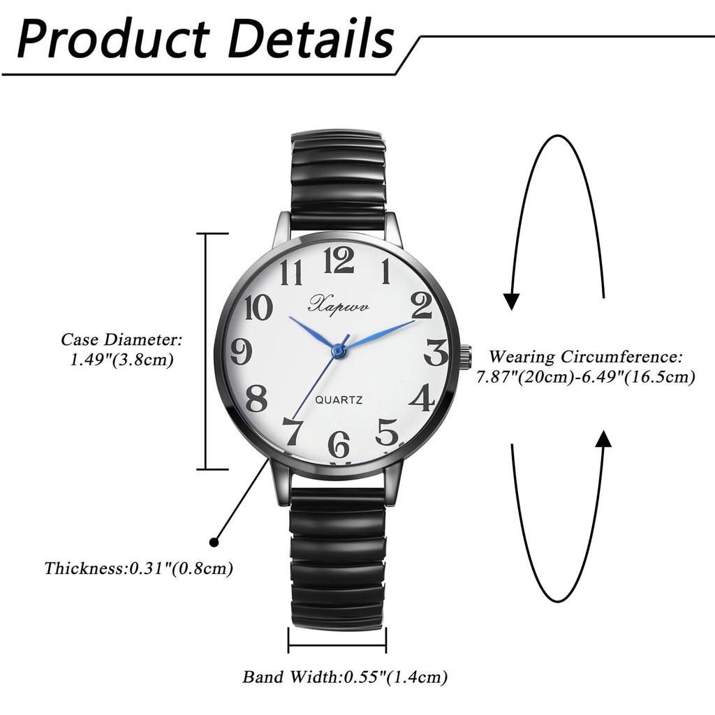 Women's Analog Watch with Large Numerals, Elastic Strap, One Size Fits Most, Simple and Stylish Quartz Watch, Gold, Fashion Accessory, Perfect Gift