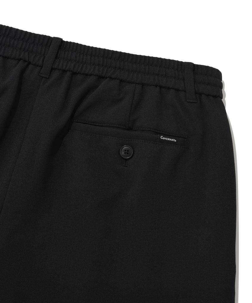 COVERNAT Semi-Wide Easy Elastic Waist Slacks Black