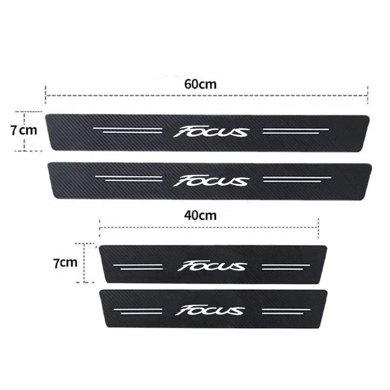 AJW1 New Carbon Fiber Car Door Sill Sticker Threshold Side Anti Scratch Sticker For Ford Focus Logo Waterproof Decal Car Accessories
