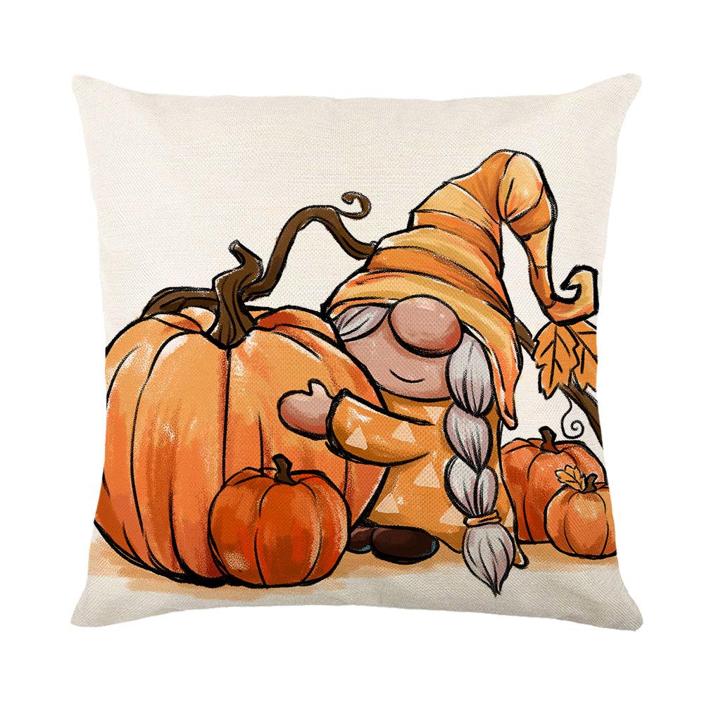 New Autumn Harvest Cushion Cover Cartoon Pumpkin Gnome Cushion Cover Digital Printing Home Decoration Cushion