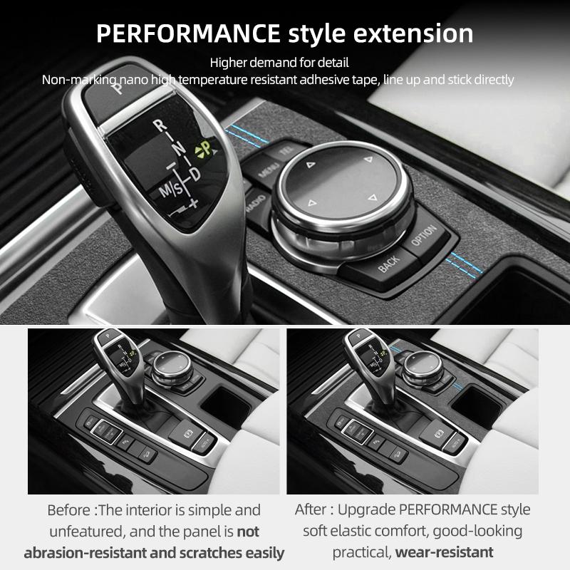 For BMW X5 F15 X6 F16 Made of Alcantara Car Interior Gear Shift Knob Panel Trim Frame Performance Stickers Tuning Accessories