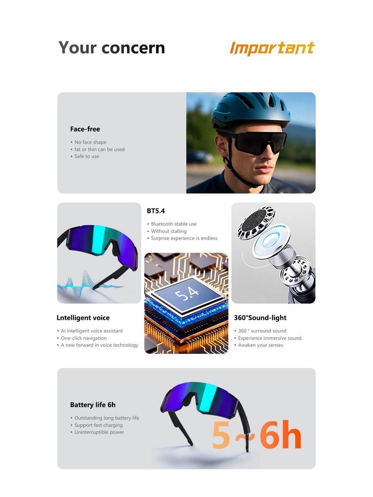 QY-pro01 Bluetooth Cycling Glasses: Outdoor Sports, UV Protection, Music & Calls