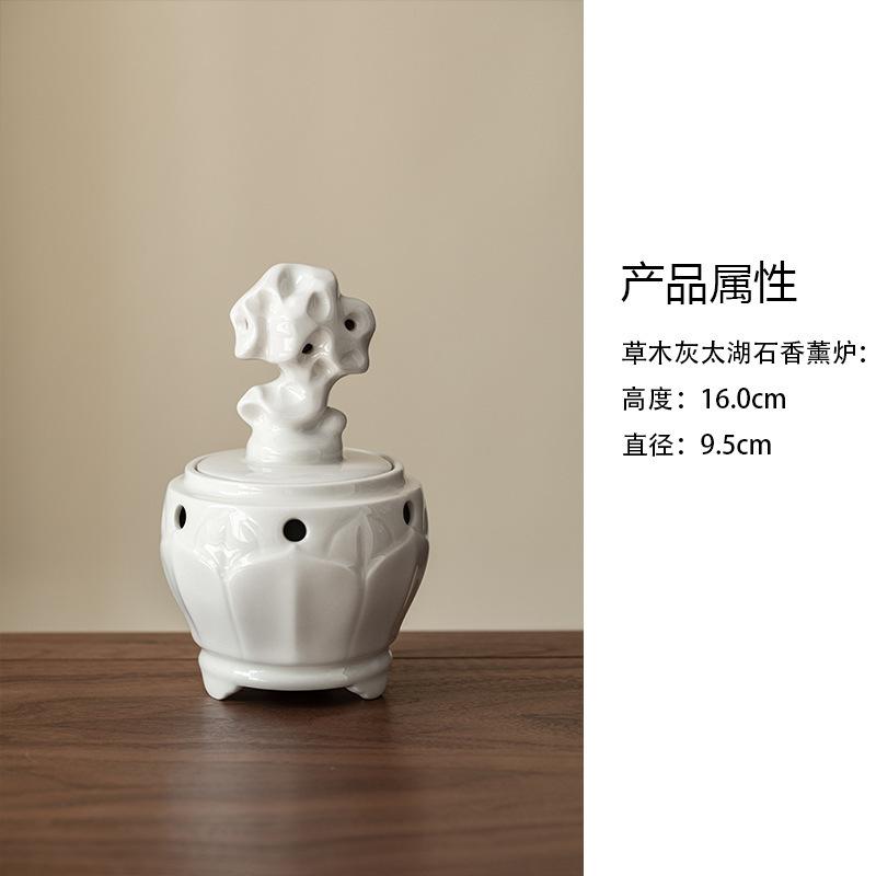 

Plant Grey Glaze Taihu Lake Stone Incense Holder Mist Smoking Steamers Incense Burners Meditation Censer Tableware Ornaments