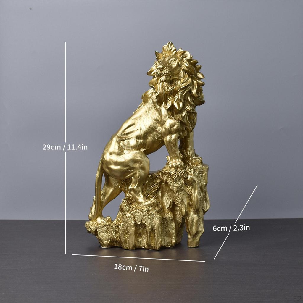 Lion Figurine In Resin, 11.42inch Height, Tabletop Decor for Cafes And