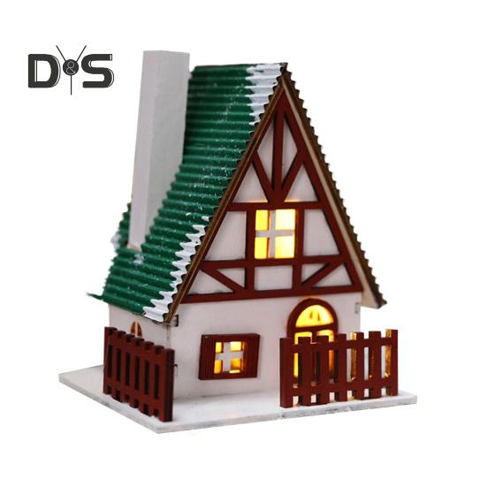 Weihnachtshütten-Ornament, leuchtender Holzhaus-Anhänger, LED-Blockhütte, Weihnachtsdekoration für Weihnachtsfeier, Zuhause, Desktop-Baumdekor