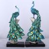 Resin Crafts Creative Fashion Gold Blue Peacock Ornament Wine Cabinet Living Room Home Decoration Gift