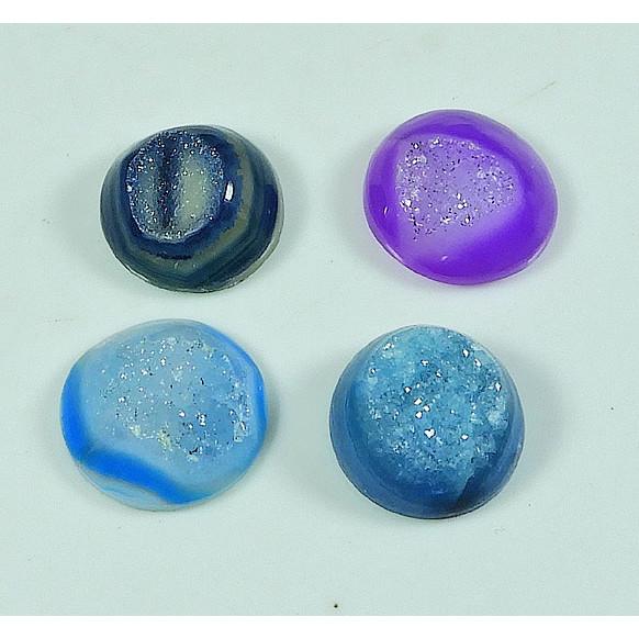

31Cts. Dyed Druzy Agate Round Cabochon Loose Gemstone 4Pcs Lot 13X13MM SY-07