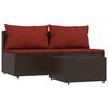 3 piece Garden Lounge Set with Cushions Brown Poly Rattan