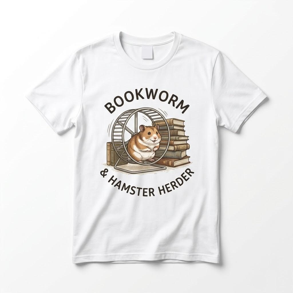 Funny Bookworm  Hamster Herder T-Shirt Cute Hamster Lover Gift for Readers XL