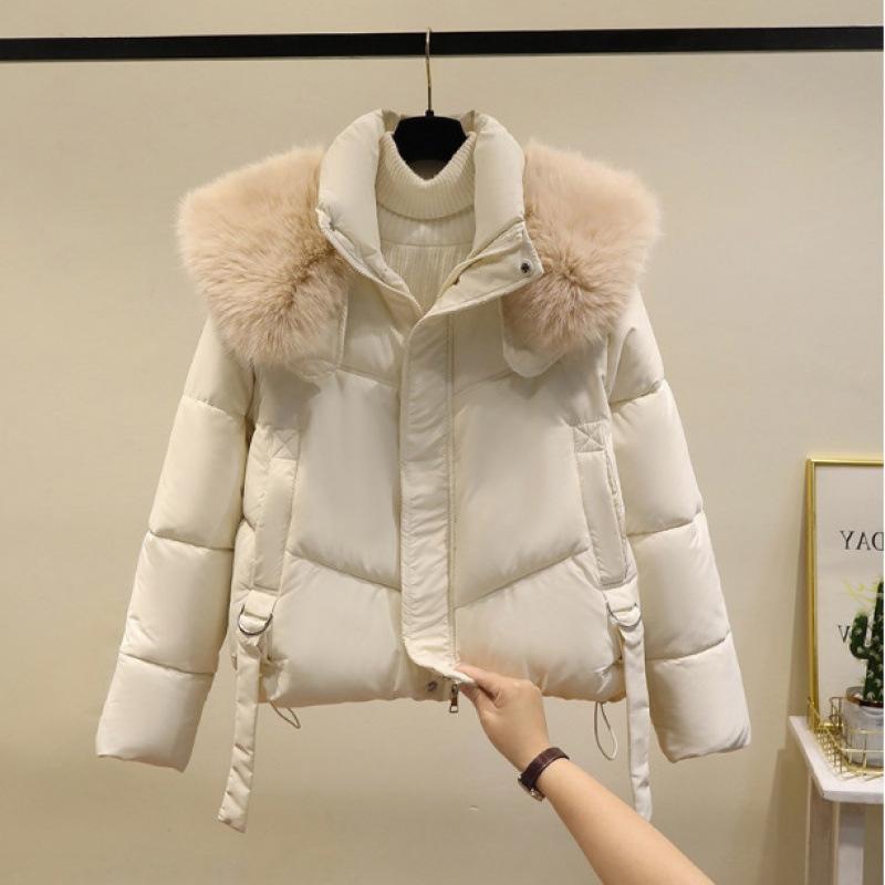 Fashion Thick Cotton Padded Coat Women Winter Explosions Down Jacket Parkas Big Fur Collar Outerwear Ladies Overcoat Top