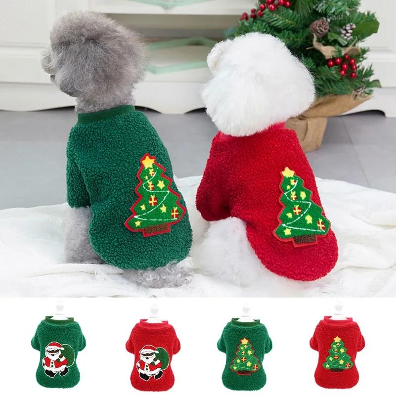 Dog Clothing Cartoon Pet Jacket Garment Kitten Puppy Warm Jacket New Winter Sweaters New Year Pets Apparel Supplies Christmas