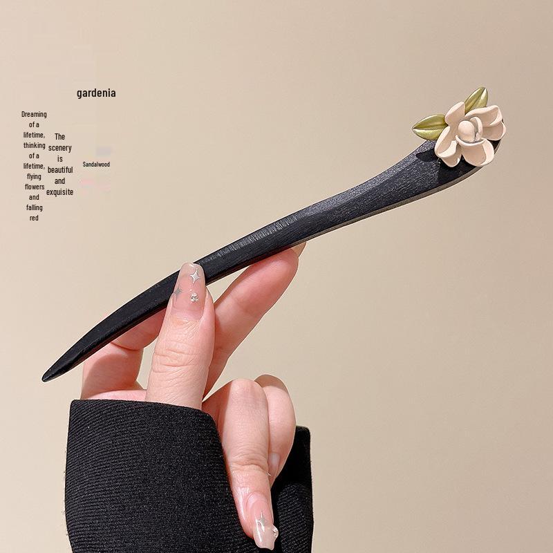 Traditional Sandalwood Hairpin for Chinese Cheongsam & Hanfu Updo