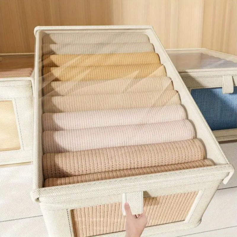 Geantă de depozitare pliabilă pentru haine, vizuală, pentru pilote, organizator cu mâner, pentru casă, pentru perne, pături, cutie de depozitare pentru sortarea garderobei