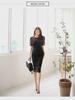 2025 Korean Style Lace Elegant Slim Dress - Short Sleeve, Medium-Long Length