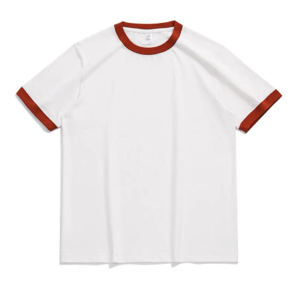 "270g Retro medvilniniai kontrastingų spalvų marškinėliai, apvalia iškirpte, unisex, trumpomis rankovėmis"