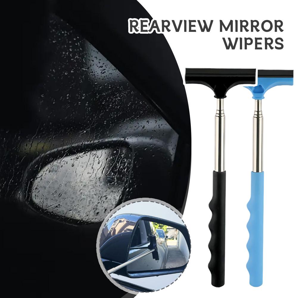 Car Rearview Mirror Wiper With Telescopic Handle for Front Windshield Reversing Mirror Waterdrop Fog Removal Car Accessories NEW