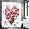Mother's Day Love Tulip Shower Curtain, Bathroom Decorative Shower Curtain, Waterproof Shower Curtain with Hooks