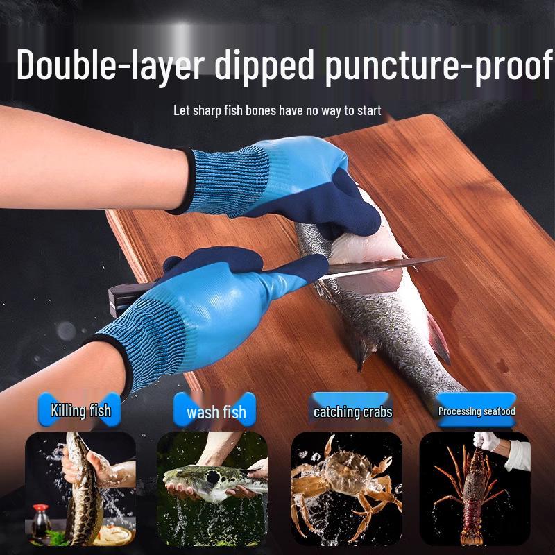 Waterproof, Puncture-Resistant Fish Handling Gloves - Perfect for Catching, Washing, and Slaughtering Seafood with Durable, Cut-Resistant Rubber.