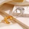Stainless Steel Gold Color Star Moon Open Rings For Women Minimalist Metal Two Tone Adjustable Finger Ring Jewelry Party Gift