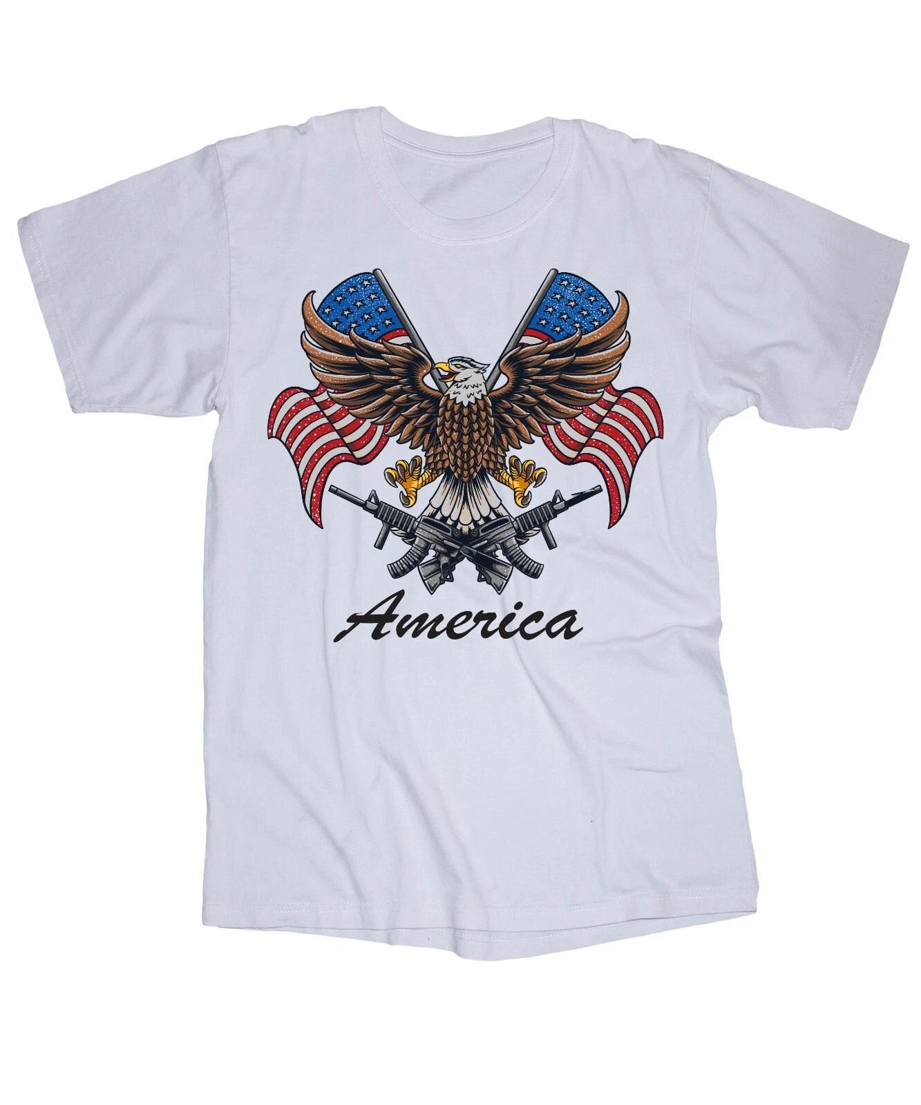 America Eagle American Flag USA Freedom white T-shirt 3XL