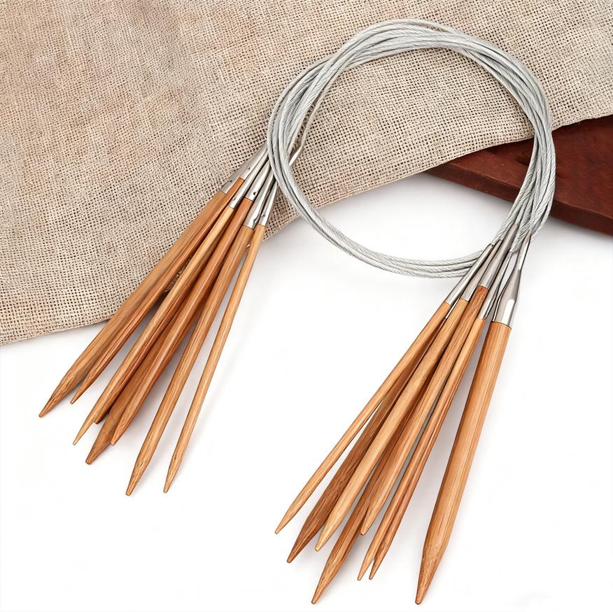 Bamboo & Steel Circular Knitting Needles Set for Sweaters, Scarves, and Sleeves
