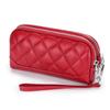 Double Zipper Clutch Bag for Women Genuine Leather Coin Pocket Money Purse Women's Clutches Female Clutch Purse with Wrist Strap