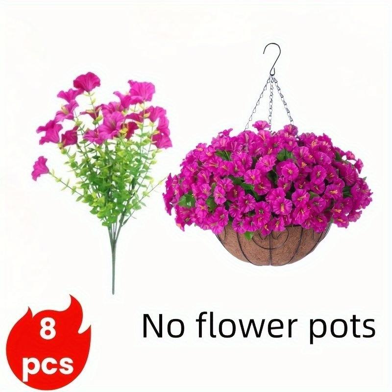 

8pcs Vibrant Artificial Morning Glories - UV & Sun Protection, Realistic Faux Plants for Outdoor Decor, Artificial Outdoor Flowers 8pcs