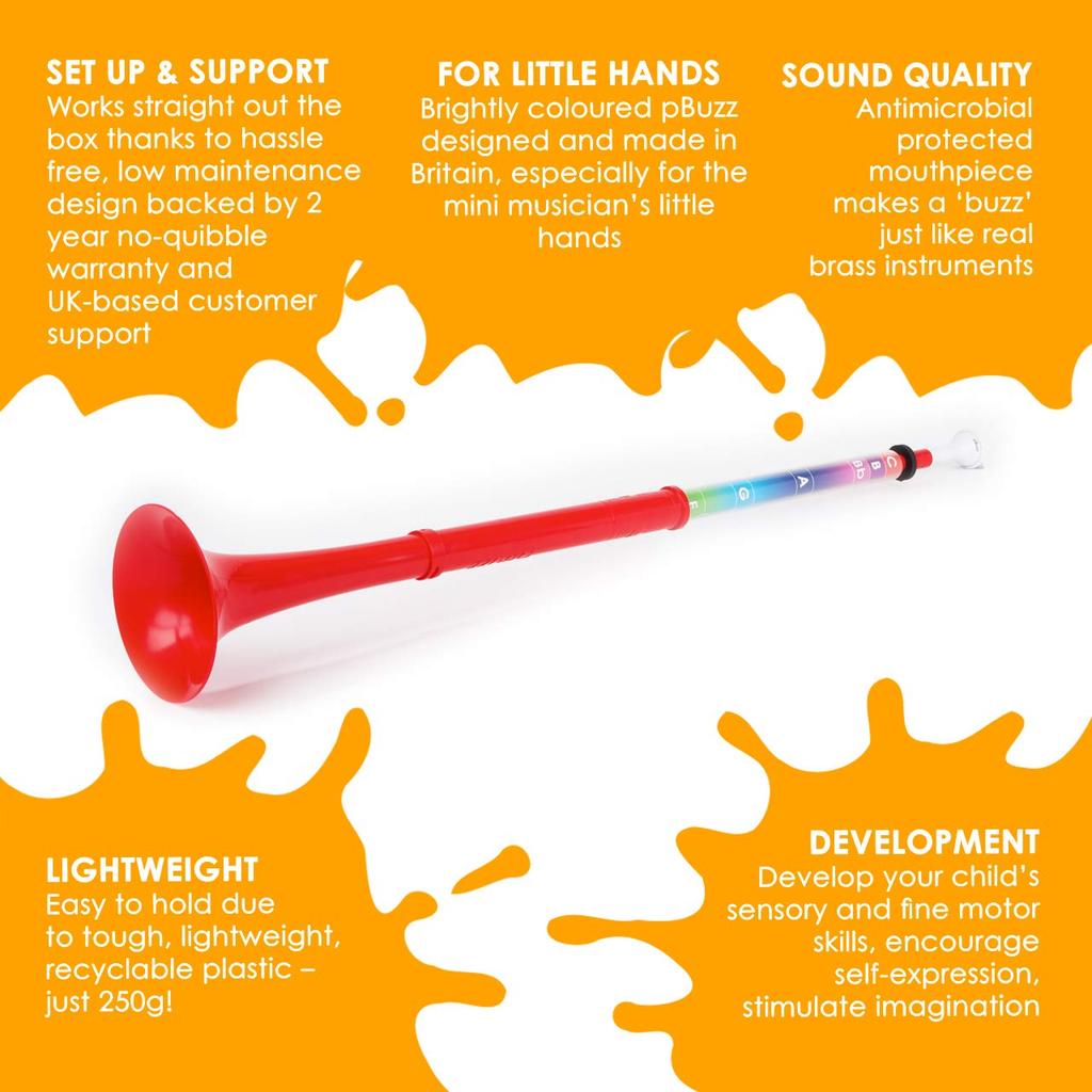 pInstruments Plastic Wind Instruments Slide-Type Beginner Instruments pBuzz in C Lightweight & High-Durability ABS Bio-Coat Antibacterial PBUZZ1R Red